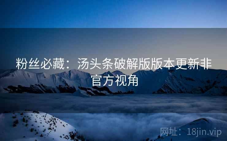 粉丝必藏：汤头条破解版版本更新非官方视角